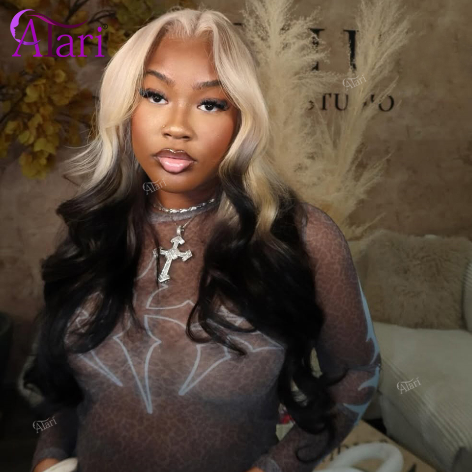 613 Blonde Body Wave Lace Front Wig - Wig Rambut Manusia Ombre Blonde Black