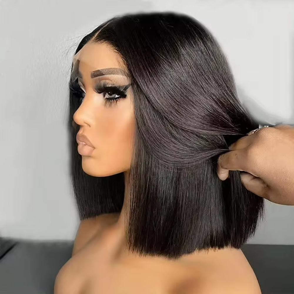 Pre Parted 13X4 Lace Front Bob Wig - Wig rambut manusia Brazilian Straight Bob