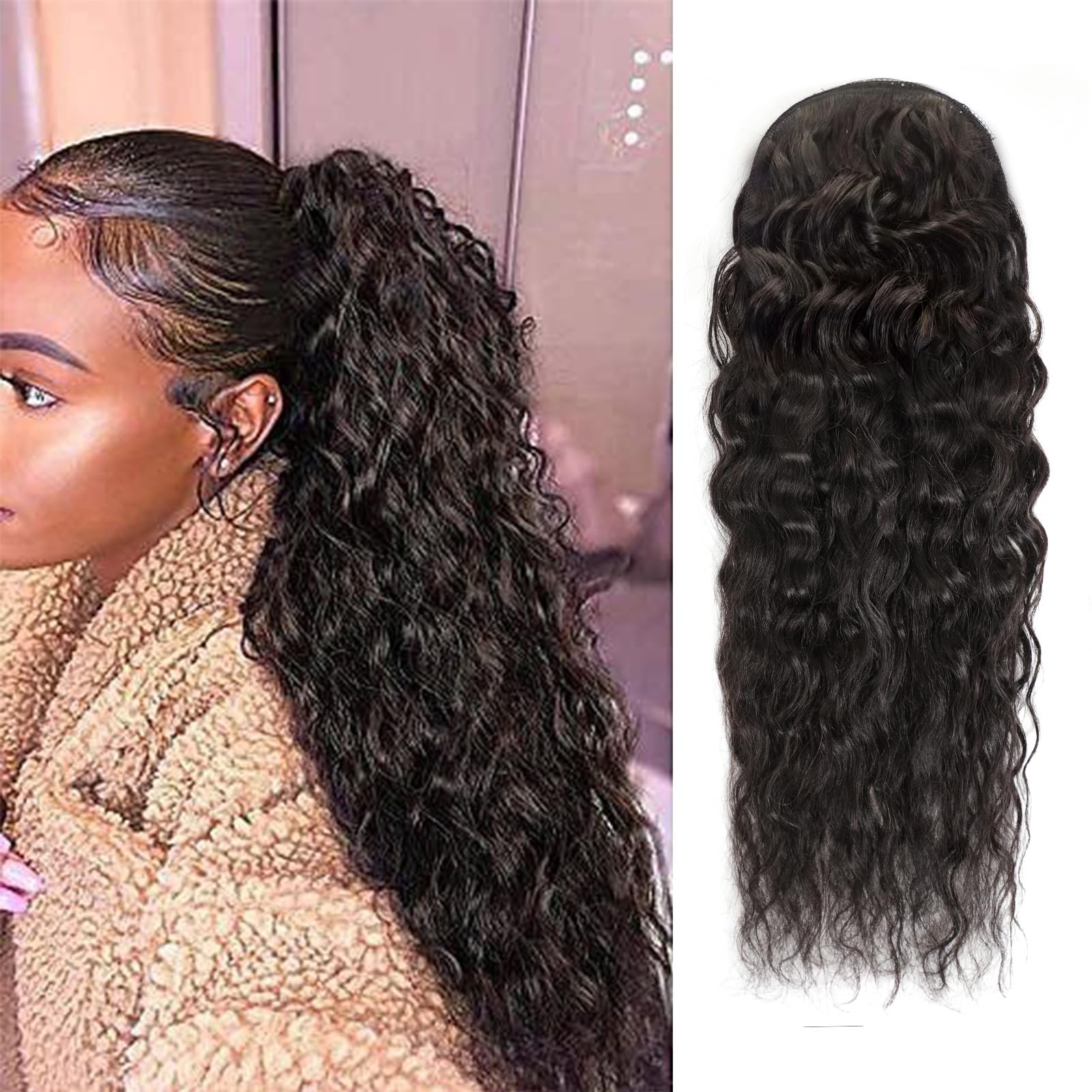Seamless Clip In Hair Extensions Human Hair - Ekstensi Rambut Manusia Model Kuncir Kuda