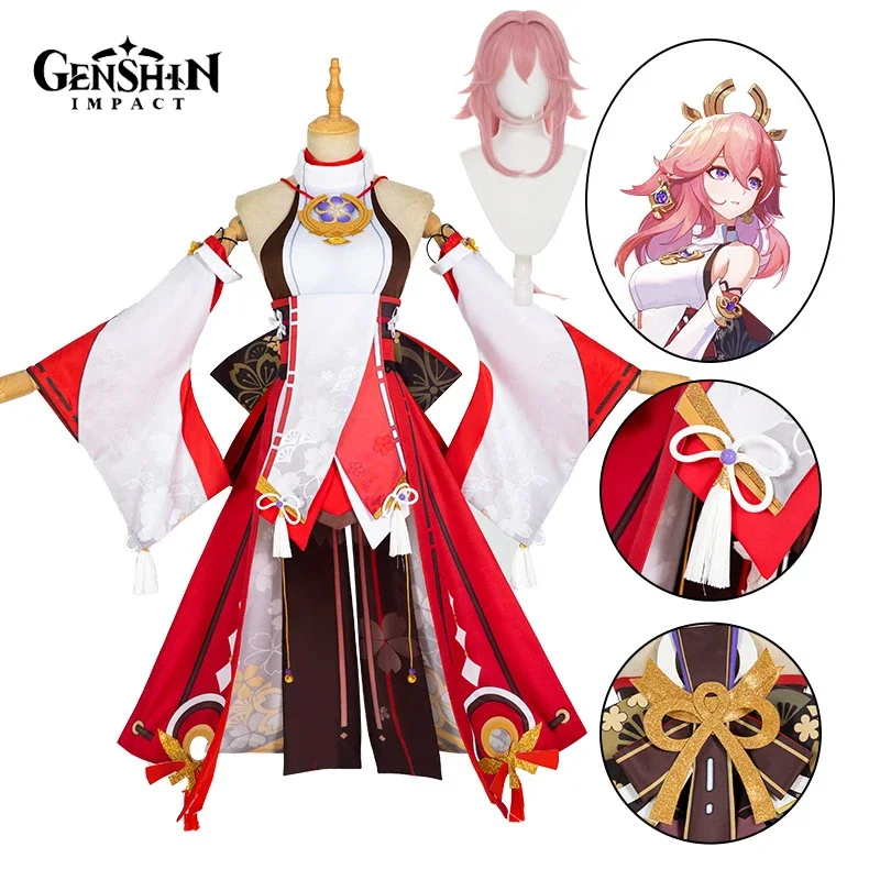 Synthetic Wigs - Kostum Cosplay Yae Miko Game Genshin