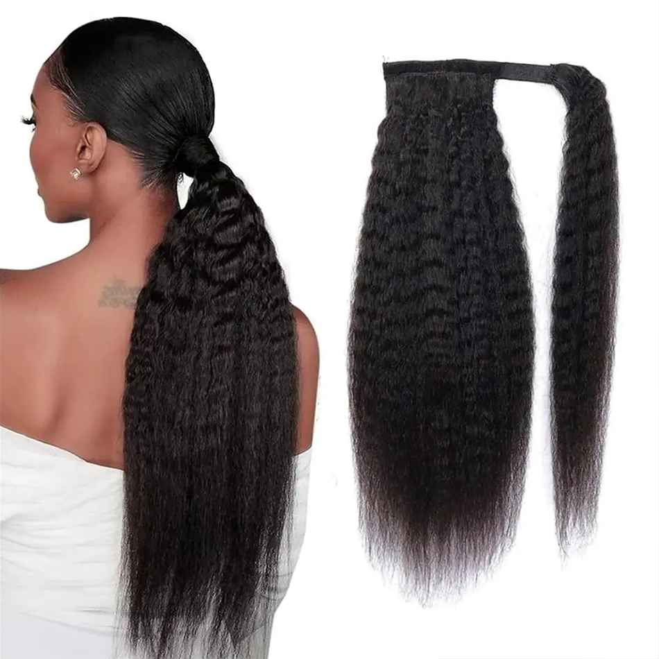 Seamless Clip In Hair Extensions Human Hair - 100g Rambut Manusia Kinky Straight Model