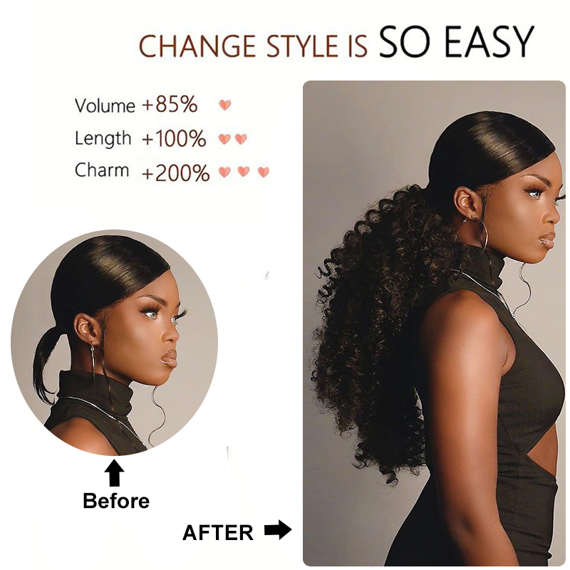 Ekor kuda palsu keriting panja - Drawstring Afro Curly Puff Ponytail ulasan dan harga