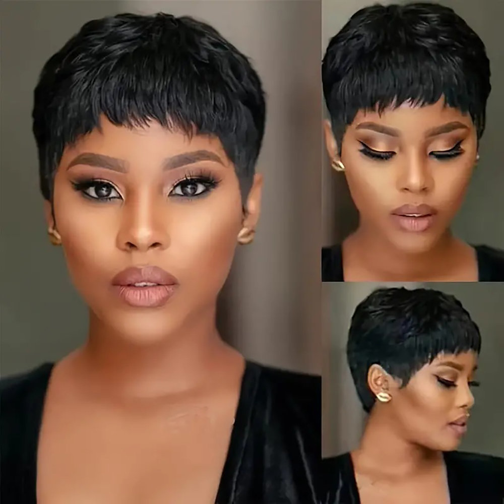 Wig Rambut Manusia Lurus Pende - Short Pixie Cut Wig Human Hair Cheap ulasan dan harga