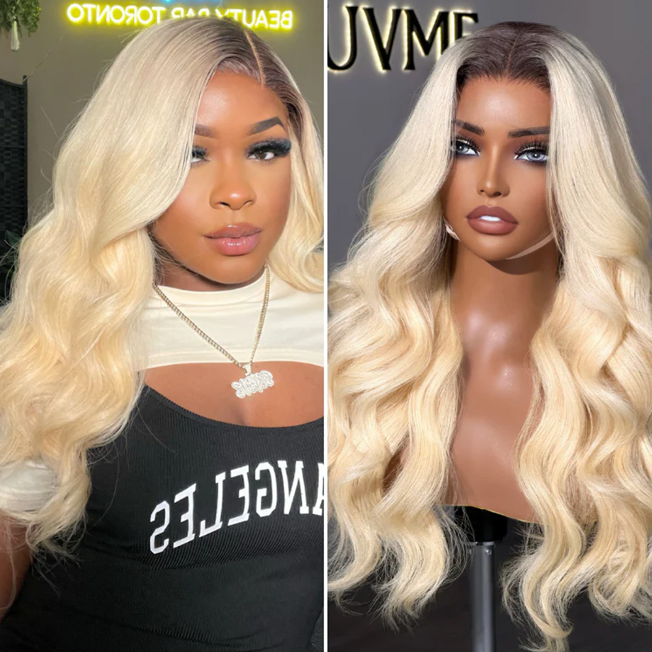 Wig Rambut Manusia Ombre Piran - 613 Blonde Body Wave Lace Front Wig ulasan dan harga