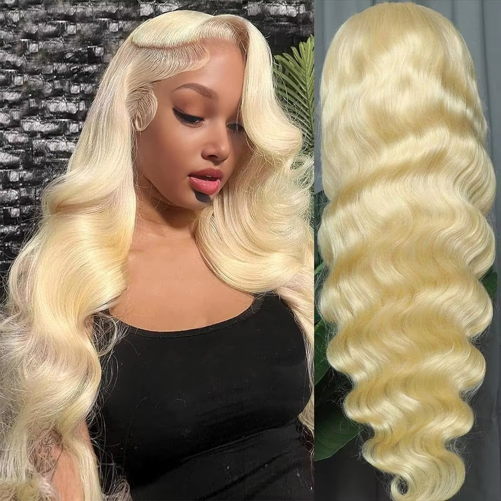 613 13x6 HD Wig Rambut Manusia - 613 Blonde Body Wave Lace Front Wig ulasan dan harga