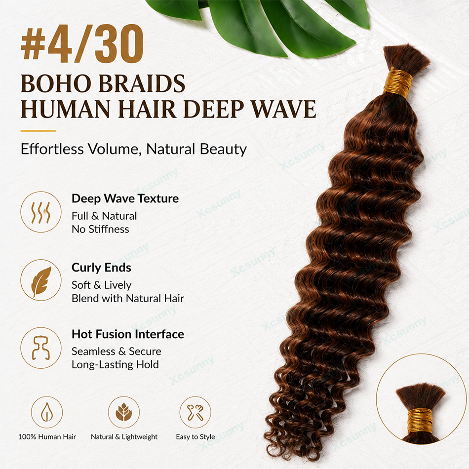 Warna # Ekstensi Rambut Manusi - Water Wave Bulk Human Hair For Braiding ulasan dan harga