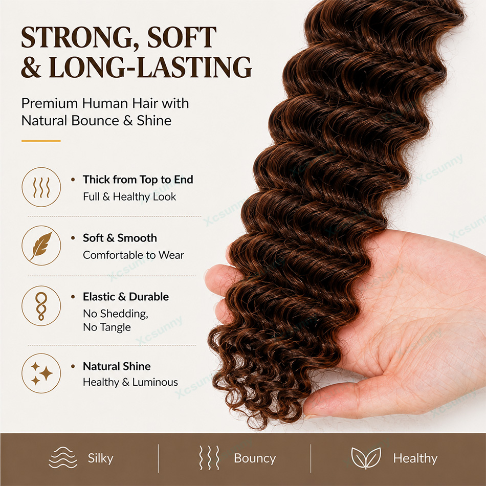 Warna # Ekstensi Rambut Manusi - Water Wave Bulk Human Hair For Braiding ulasan dan harga