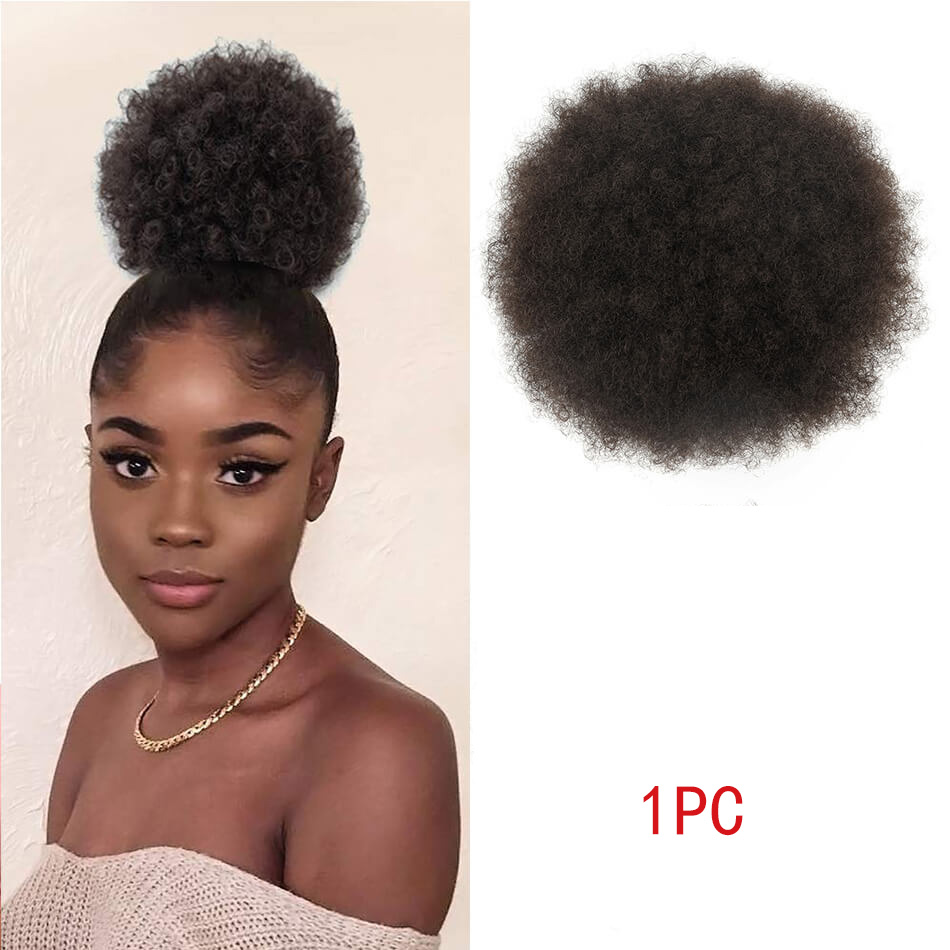 Ekstensi rambut sintetis pende - Drawstring Afro Curly Puff Ponytail ulasan dan harga