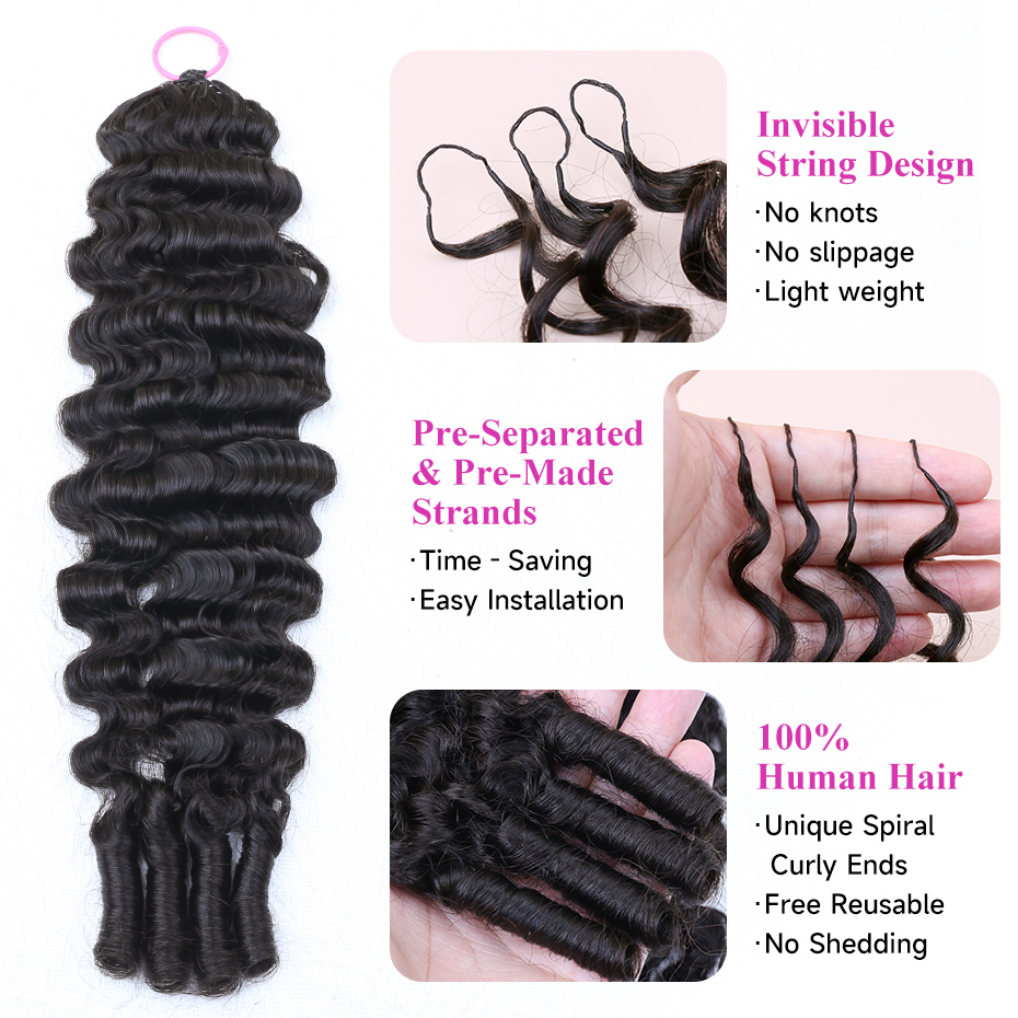 100% Rambut Manusia Asli, Croc - Hair Bundles ulasan dan harga