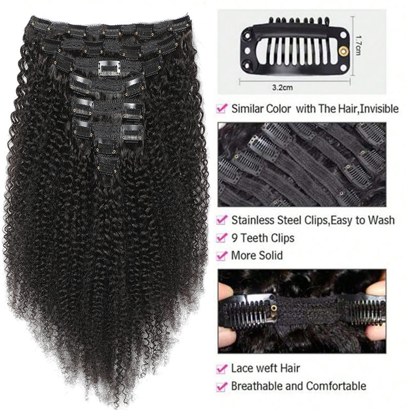 Afro klip rambut manusia ekste - Seamless Clip In Hair Extensions Human Hair ulasan dan harga