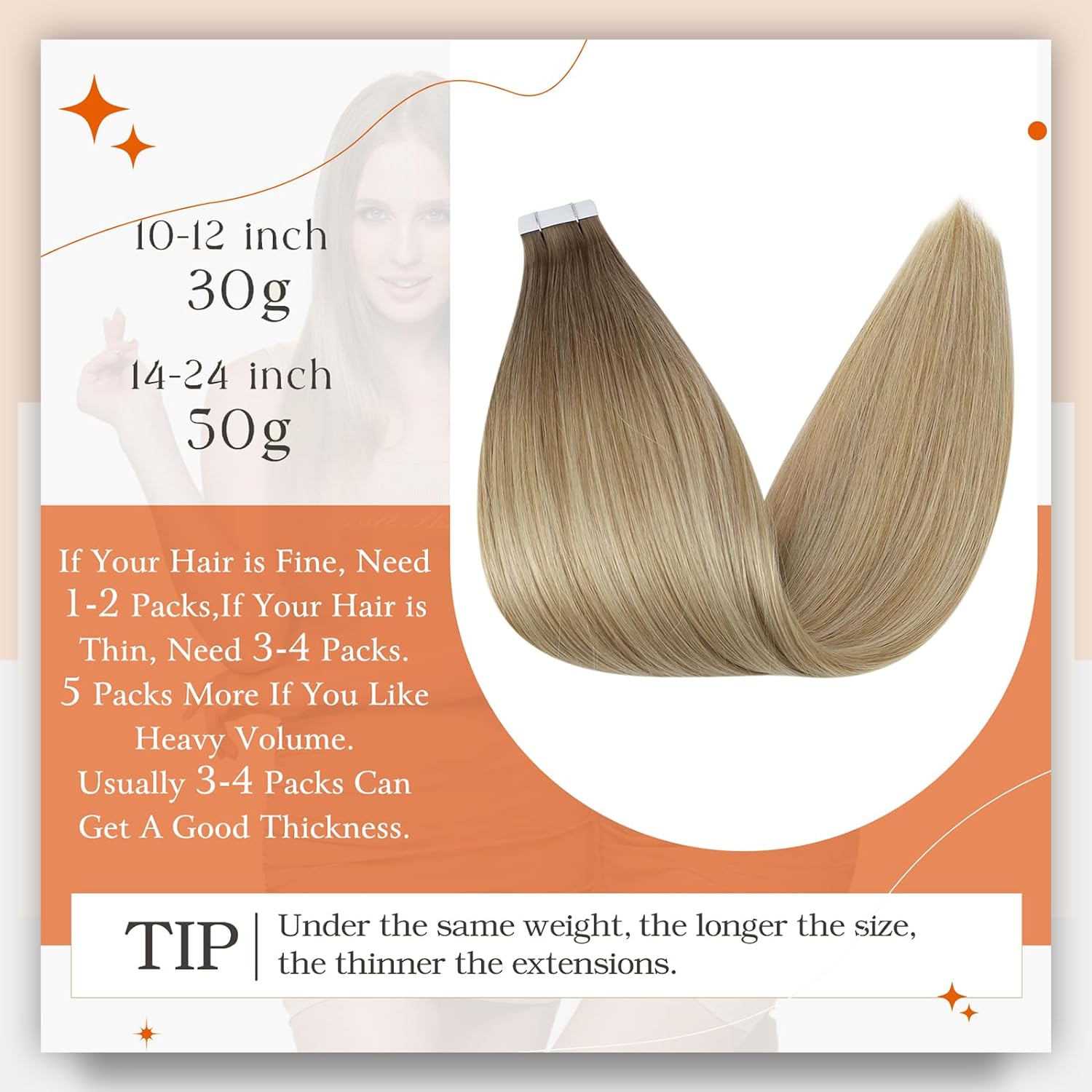 Pita Omber Bersinar Penuh Dala - Invisible Tape In Extensions Real Hair ulasan dan harga