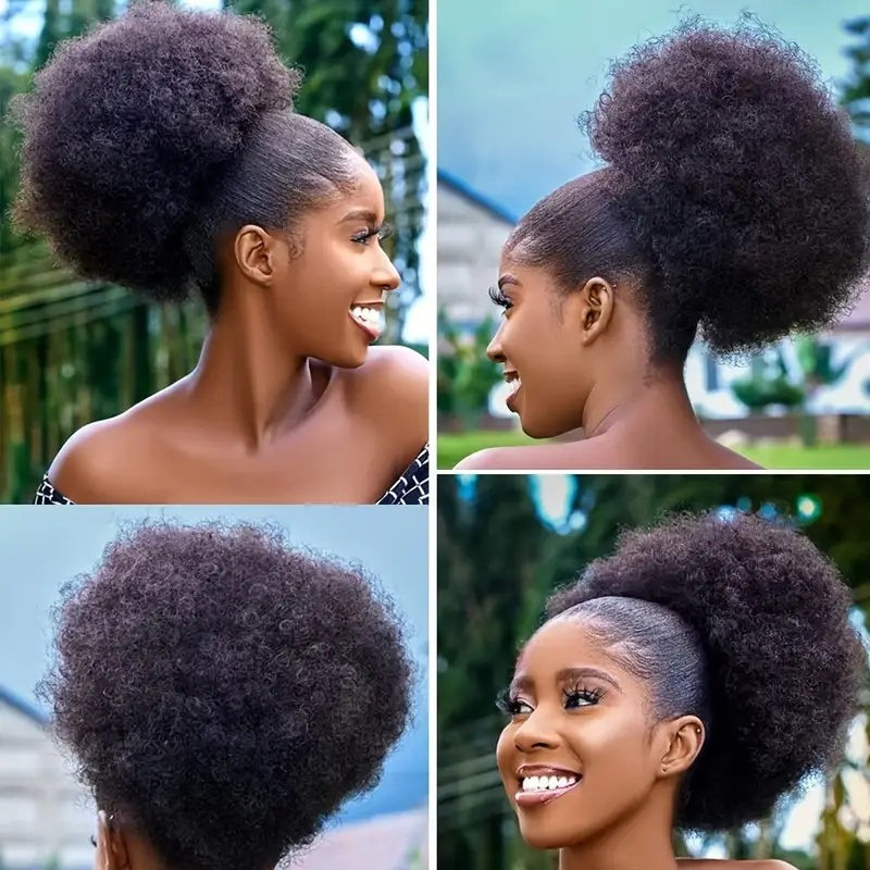 1 Buah Wig Sanggul Rambut Gaya - Drawstring Afro Curly Puff Ponytail ulasan dan harga