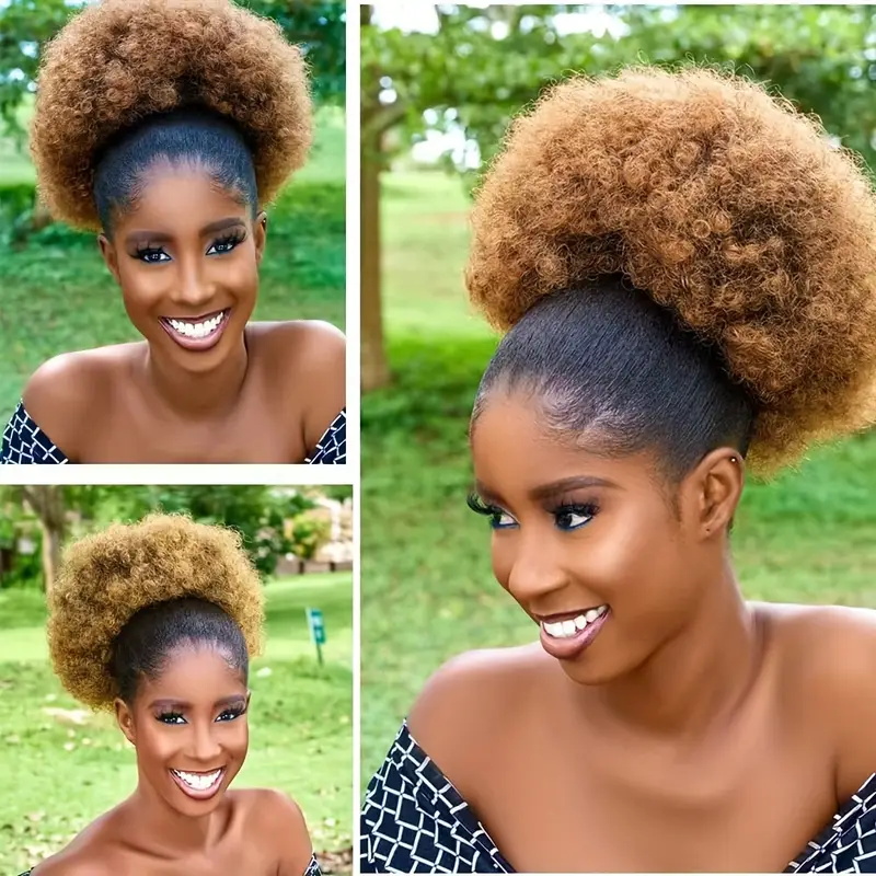 1 Buah Wig Sanggul Rambut Gaya - Drawstring Afro Curly Puff Ponytail ulasan dan harga