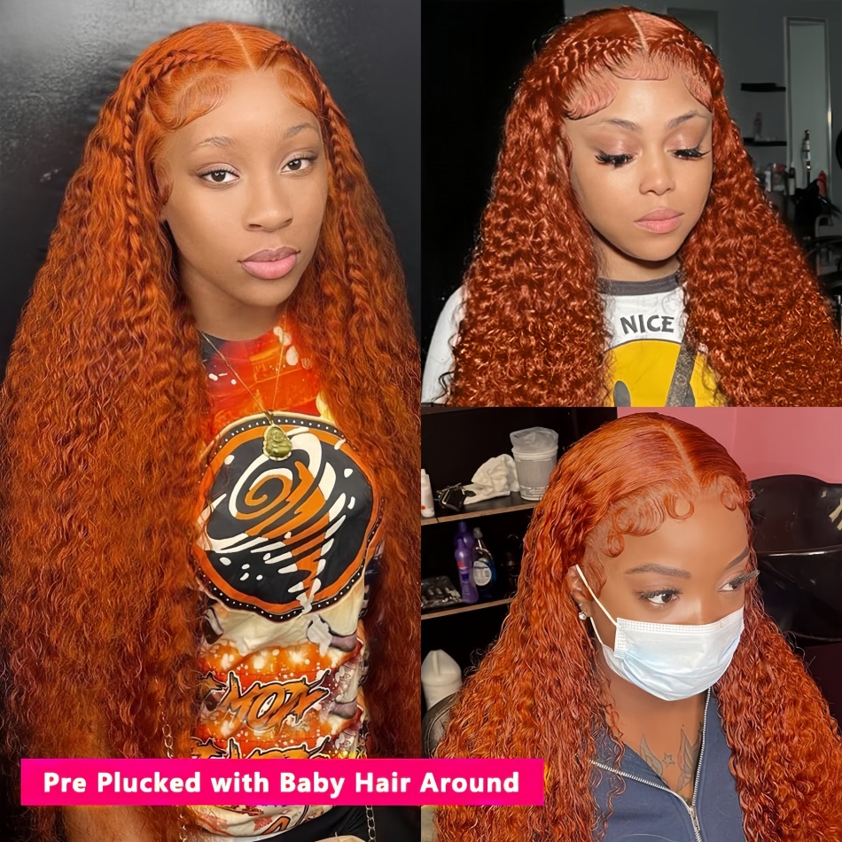 Wig Rambut Ikal Air Warna Oran - Human Hair Wigs ulasan dan harga