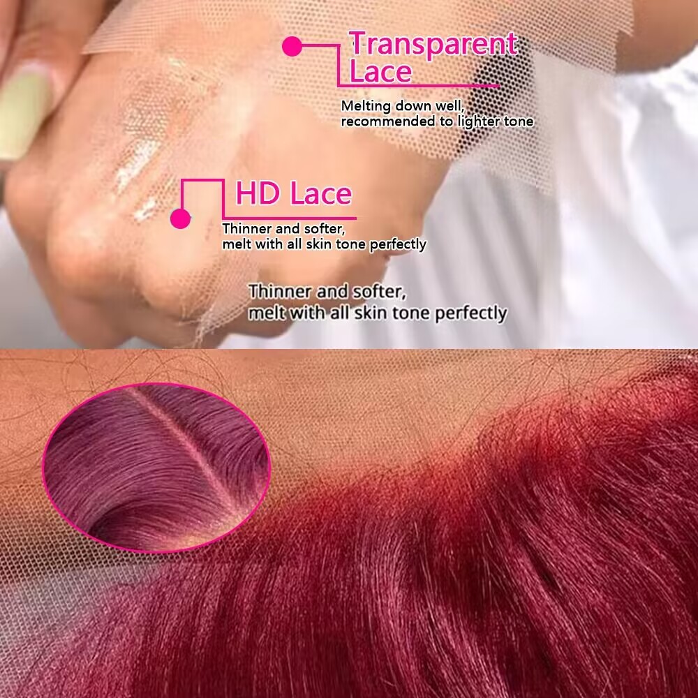 Wig Rambut Manusia Burgundy De - Lace Front Wigs ulasan dan harga